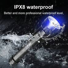 12000LM T40 LED潛水手電筒 IPX8防水 30M水下 300M長距離 超亮 USB充電式手電筒 磁控 3種燈光模式 適用於水下潛水 釣魚 露營 緊急救援 - 手電筒 - 查看 5