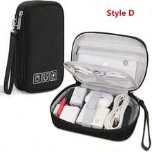 1pc Waterproof Digital Storage Bag, Home Cable Charger Electronic Organizer Bag, Travel Portable Storage Bag, Makeup Bag, Cosmetic Storage Bag, Vacation Organizer Bag, Large Capacity Makeup Storage Box, Suitable For Lipstick, Brushes,Back To School - Black - View 9