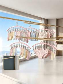 Stainless Steel Socks & Underwear Drying Rack, 10 Clips, Outdoor Wind-Resistant Design, Soft Rubber Clip Heads To Prevent Clothing Scratches, Suitable For Bedroom Storage And Balcony Drying - Multicolor - View 2