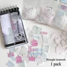 Selbstklebendes Pergament-Scrapbooking-Materialpaket, enthält Blumen- und Schmiedeeisen-Stil-Ränder, für Collage-Dekoration - A - Übersicht 7