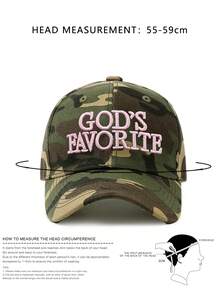 1 mũ lưỡi trai bóng chày đường phố cho bé gái thêu "God's Favorite", họa tiết rằn ri vệt mực rừng nhiệt đới, in họa tiết ngẫu nhiên - A - Xem 6
