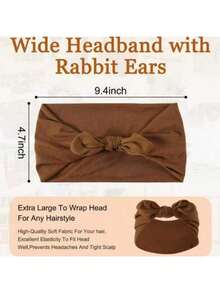 1pc/Set Women's Wide Rabbit Ear Headband, Soft Elastic Knotted Bow Headband, Solid Color Headband, Versatile Fashion Women's Hair Accessory - Multicolor - View 6