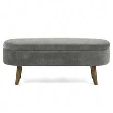 Multifunctional Storage Bench, Soft Chenille Fabric, Wooden Legs, Solid Wood Frame, 20L Storage Space, 110x40x42cm, For Bedroom, Living Room, Shoe Bench, Hallway - 深灰色 - 查看 12