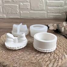 DIY蝴蝶結蕾絲多層疊加珠寶戒指收納盒附蓋 矽膠模具 環氧樹脂滴膠模具 蠟燭台模具 石膏黏土模具 家居裝飾 - A - 查看 5