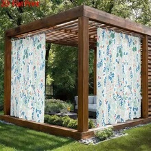 1pc/2 PC Outdoor Window Shade Including Hooks; Features Printed Blue And Red Plant Berries; Machine Washable; Suitable For Gazebos, Patios And Gardens - Printing - View 3