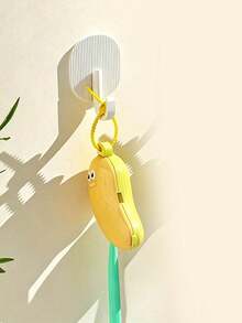 Cute Banana Shaped Toothbrush Holder With Dust Cover, Portable Home And Travel Toothpaste Storage Box, Odorless Ergonomic Oral Care Storage Box, Yellow - Multicolor - View 9
