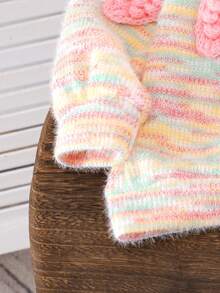 Conjunto de 2 piezas de top con diseño 3D de fresa linda y pantalones de mezclilla para niñas, para primavera/otoño - Rosa - Ver 4