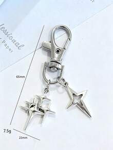 1pc Creative Four-Pointed Star Pants Chain, Keychain Pendant, Alloy Star Moon Decor For Phone/Bag, Suitable For Daily Wear - Silver - View 6