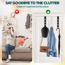 A Four-Layer Metal Hat Rack With 1 Powerful Vertical White Hat Hook, Holds Bags, Clips, Scarves, Hats, Keys And More, Over-Door Storage Organizer For Entryway, Closet, Hallway, Space-Saving Home Organizer, Perfect Mother's Day Gift - Black - View 4
