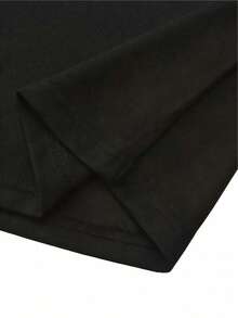 Maglietta con motivo minimalista - Maglietta casual stile street con girocollo nero - Top traspirante per uso quotidiano in estate - Nero - Visualizzare 5