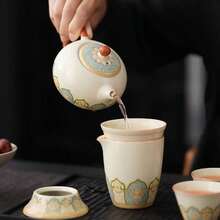 1set Handmade Ru Kiln Ceramic Teapot, Chinese Kung Fu Teapot With Ice Crackle Glaze - Multicolor - View 8