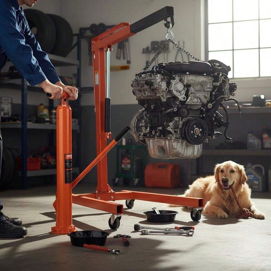 Hydraulic Long Ram Jack, 4 T Engine Lifting Cylinder With Single Piston Pump & Flat Base, Hydraulic Car Bottle Jack For Engine Lifts, Garage/Shop Cranes, Farm, Etc.-XY858280 - Multicolor - View 1