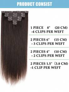 JIAMEISI Clip In Hair Extensions Real Human Hair, Remy Human Hair Extensions Double Weft With Lace 70g 7pcs, Natural Straight Clip Ins For Women,#2 Dark Brown - S2 - View 5