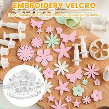 33 piezas Molde cortador de galletas con forma de flor blanca DIY Molde de fondant para pastel de flor Herramienta de decoración de pastel de plástico Accesorios de repostería Cortador de galletas de plástico - Multicolor - Ver 6