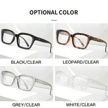 1 Pair Of Ultra-Light Fashionable Leopard Print Square Clear Glasses, Suitable For School, Work, And Reading. - Clear - View 6