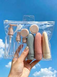 1/11pcs Macaron Color Travel Refillable Dispenser Bottle Set, Includes Funnel And Scraper, Leak-Proof Space-Saving Easy To Fill, Suitable For Business Trips, Camping, Vacation, Office Workers, Students, New Year, Mother's Day, Graduation Gifts - Upgraded Version - View 5