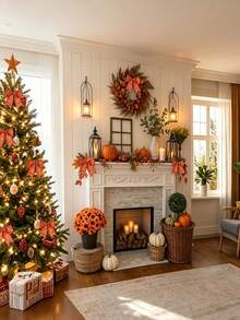12/6/1pc Orange Plaid Bows, Bow Decor, Autumn Halloween Tree Ornaments, Fall Decorations, Suitable For Front Door, Tree House, Thanksgiving Party, Wall Hanging Wreath, Gift Wrapping, Halloween Home Decor, Orange - Multicolor - View 6