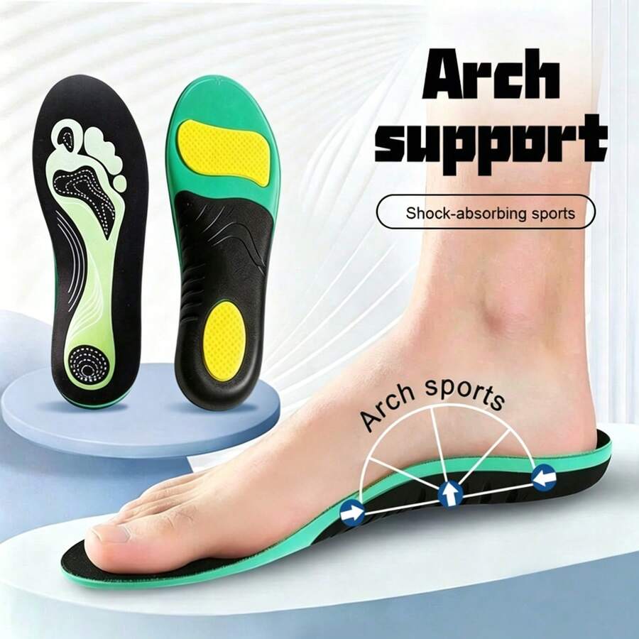 1pc EVA Shock-Absorbing Comfortable Insoles, Suitable For Sports Shoes | High Elasticity Anti-Fatigue Foot Pads | Enhance Sports Performance & Foot Protection - Green - View 1