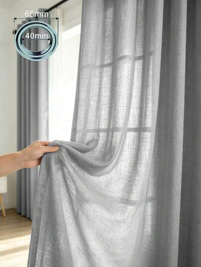 1pc/2pcs White Linen Texture Semi-Transparent Sheer Curtains, Soft Light Filtering For Bedroom Living Room Home Decor