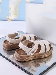 Children's Solid Color Closed-Toe Sandals, Casual Minimalist Flat Fashion For Boys And Girls, Suitable For Summer - White - View 2
