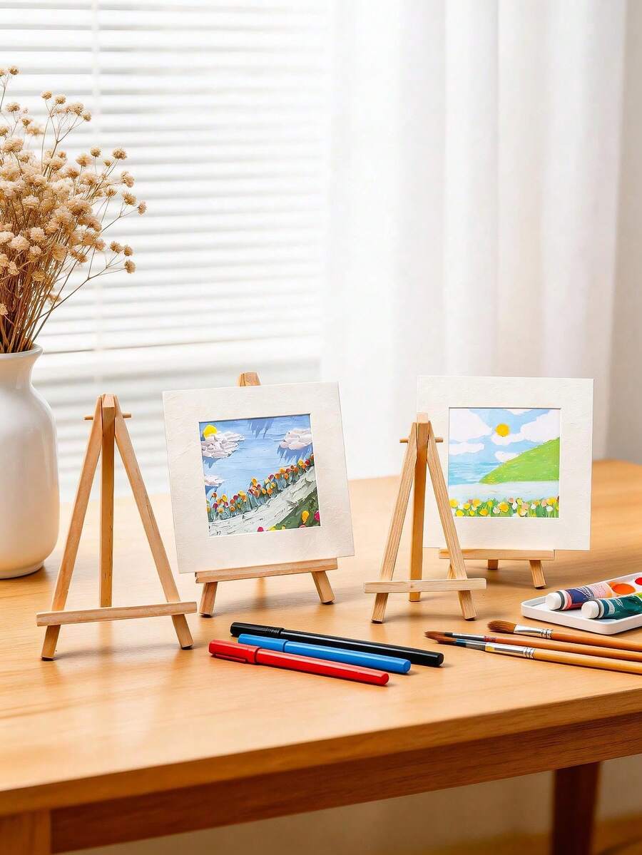 1pc Natural Wood Display Easel, Wooden Frame Drawing Board, Small Oil Painting Board, Desktop Oil Painting Easel, Student Professional Drawing Board Art Display Stand, Creative Desktop Support
