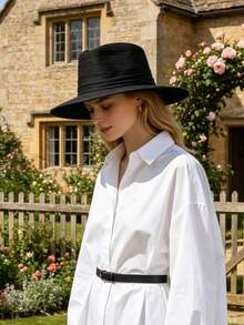 Women's Colorblock Fashion Summer Sun Protection Versatile Woven Jazz Wide Brim Straw Hat, 1pc - Khaki - View 4