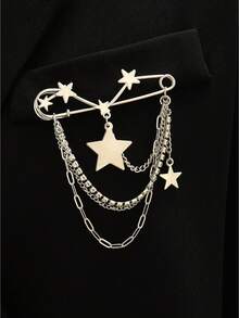 A Star Four-Pointed Star Inlaid With Heart Rhinestones Flower Cross Butterfly Cold Style Chain Women's Clothing Brooch Suitable - Multicolor - View 5
