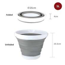 1 Portable Folding Bucket, Plastic Silicone Car Wash Bucket, Large Capacity Fishing Bucket, Household Water Storage Bucket, Watering Bucket - Grey - View 8
