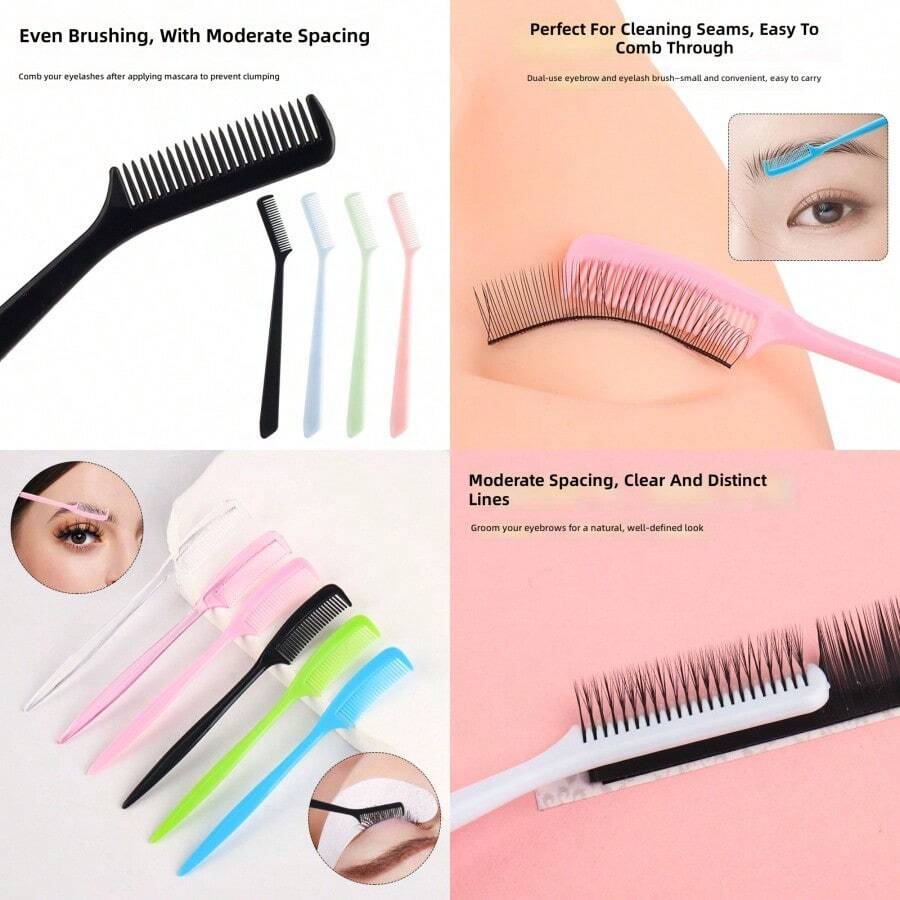 Mini Eyebrow Comb Comb, Colorful, Compact, Portable Eyelash Comb, Eyelash Beauty, Eyebrow Brush, Small Comb, Manufacturer Wholesale - Blue (25pcs/package) - View 1