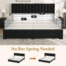 Beaully Queen/Full/King Size Velvet Upholstered Platform Bed Frame With Wingback Headboard & 2 Underbed Storage Drawers, Wooden Slat Support, No Box Spring Required, Easy Assembly Bedroom Bed Base - King Black - View 5