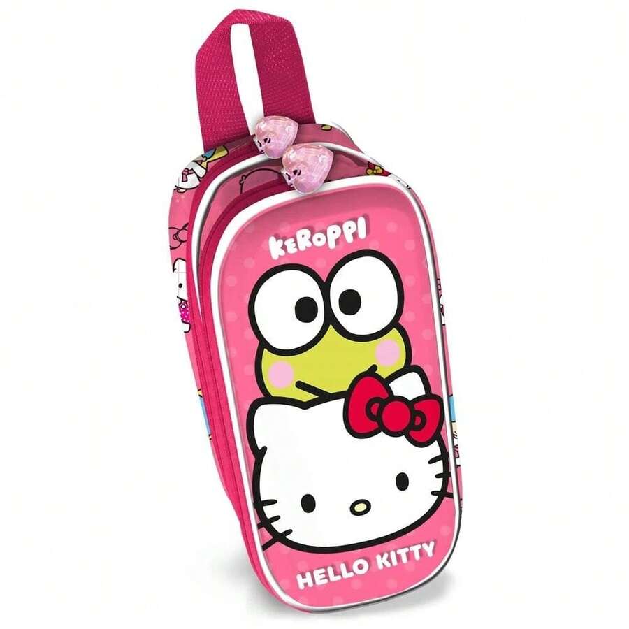 Hello Kitty Safta 趣味 3D雙層鉛筆盒,兒童學校鉛筆盒,壓紋設計,9.5x22x8厘米,2個拉鍊隔層,內襯,返校收納包 - 選項 8 - 查看 1