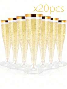 1-20pcs Reusable Clear Champagne Cups, 4.5oz Cocktail Party Cups, Suitable For Parties, Weddings And Large Celebrations, School Supplies, Back To School Season - Multicolor - View 13