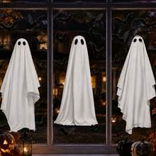 1pc/3pcs/Set Extra Large Halloween Ghost Mirror Window Decals, Suitable For Glass Windows, Halloween Window Stickers, School Home Office Party Supplies - Multicolor - View 5