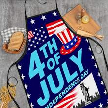 Patriotic Kitchen Apron, Featuring Uncle Sam, Perfect For Independence Day Celebrations, With Stars And Stripes Pattern, Suitable For Men And Women - Multicolor - View 8