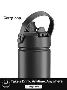 Powcan 18oz Insulated Water Bottle With 2-In-1 Straw And Drinking Spout Lid, 24 Hours Cold Retention, Leak-Proof, Double-Wall Stainless Steel, Suitable For Sports, Gym, Travel And School - Black - View 6