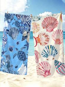 2 PIEZAS Toalla de playa de microfibra: Secado rápido, compacta, sin arena, absorbente, a prueba de arena y ligera - Perfecta para camping, playa y viajes por carretera (Estrella de mar | 35x70 pulgadas) - Azul y blanco - Ver 1