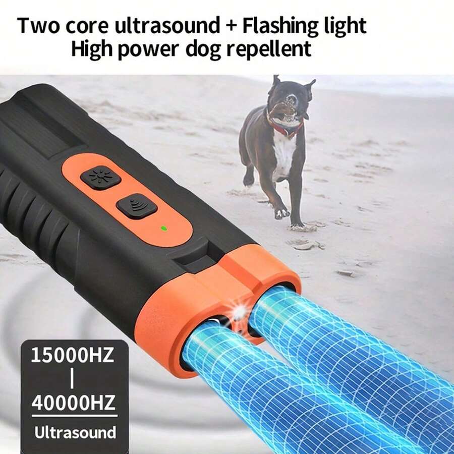 Rechargeable LED Ultrasonic Bark Deterrent, Ultrasonic Dog Repeller, One-Button Handheld Dog Repeller, Portable Dog Training Aid, Indoor And Outdoor Behavior Correction, Dog Trainer, Ultrasonic Bark Deterrent, Handheld Dog Repeller And Trainer, Dual-Light Bark Deterrent Tool, Harmless Pet Trainer