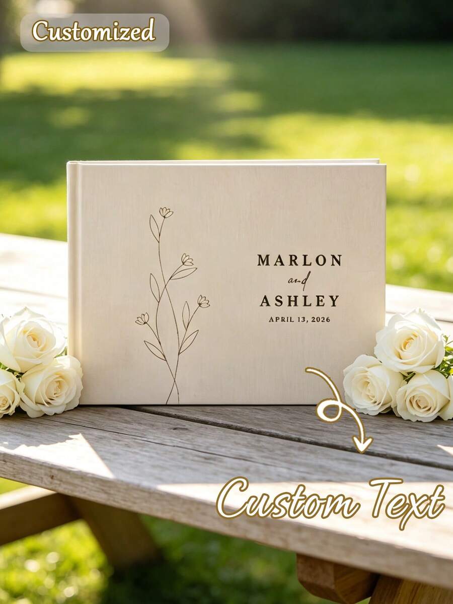 Buku Tamu Pernikahan Linen A4 yang Dipersonalisasi, Buku Daftar Tamu dengan Nama dan Tanggal yang Disesuaikan, Album Foto Kenangan Resepsi Pernikahan Bergaya Pedesaan, Cocok untuk Perayaan Ulang Tahun, Daftar Tamu Pernikahan, dan Koleksi Foto