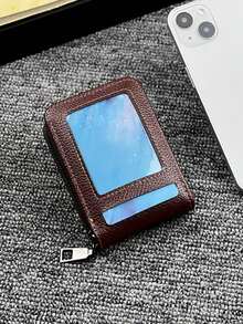 HOVI'S Billetera de Tarjetas Portátil Ultra Delgada Minimalista Clásica Monedero Multifuncional - Marrón - Ver 7