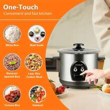 Moosum 3-Cup Rice Cooker, One-Touch Operation, Suitable For Asian Japanese Sushi, Ceramic Inner Pot, Removable Lid, Automatic Keep Warm, Silver - US B Type Plug(110-127V) - View 7