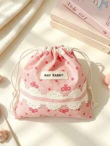 Cute Floral Drawstring Storage Bag Small Fabric Makeup Pouch Portable Jewelry Lipstick Coin Purse Kawaii Mini Travel Storage Sack For Women Daily Use - Multicolor - View 15