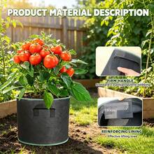 1pc Round Black With Green Edge Breathable Planter Grow Bag With Handle: Large Garden Planting Bag - Durable Non-Woven Fabric Material, With Handle For Easy Movement, From Seedling To Planting, Suitable For Indoor And Outdoor Vegetable, Fruit And Flower Growth, 2 Sizes Available, Soft And Fluffy - Black - View 1