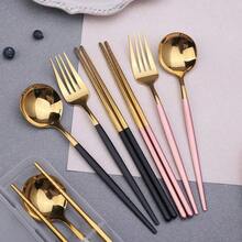 3pcs Spoon Fork Chopsticks Set With Storage Box Stainless Steel Coffee Snacks Fruit Dessert Fork Spoon Kitchen Teaspoon Set - Red - View 9