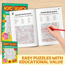 Word Search Vocabulary Notebook, Animal Themed Word Search & Learning Workbook, Paper Puzzle Notebook For Vocabulary Building, Focus Training, Visual Recognition And Quiet Daily Desk Activity - Sight Word Search - View 2
