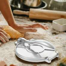 1pc Tortilla Press-A Tool For Making Tortillas, Tacos, Flatbreads, And Dumpling Wrappers; Aluminum Press (Silver)-Easy To Clean; Suitable For Tortillas, Pizza Dough, Dumpling Wrappers, And Bread Dough.Suitable For Home And Professional Use. - Multicolor - View 3