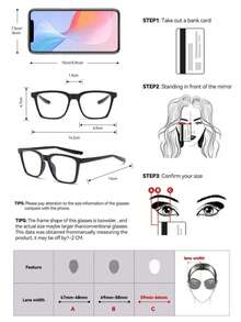 Unisex Square Plastic Eyeglass Frames, Stylish Clear Lens Affordable Glasses - Clear - View 5