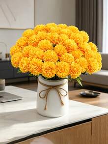 1/6 Pcs Artificial Flowers , Faux Flower Stems, Silk Artificial Flowers, For , Wedding Bouquets, Cemetery Wreaths, DIY Crafts - Yellow - View 5