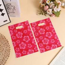 12/20/40 Pieces, Hawaiian-Themed Tropical Pink Floral Gift Bags With Handles, Summer Party Gift Bags, Suitable For Weddings, Christmas, And Halloween - View 2