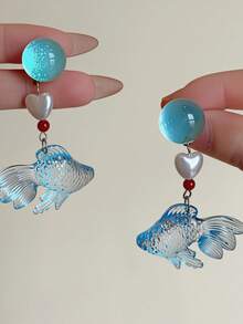 Summer Clear Casual Versatile Ocean Style Playful Creative Design Lively Fish Earrings - Multicolor - View 3