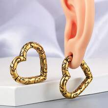 1 pieza Expansor de lóbulo con forma de corazón barroco, acero inoxidable 316L hipoalergénico, joyería corporal para piercing - amar - Ver 5